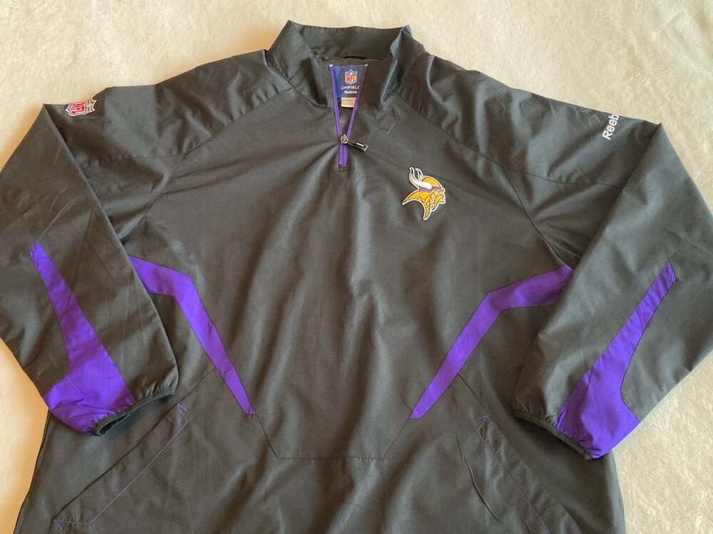Reebok NFL Minnesota Vikings 1/4 Zip Jacket Size 2XL Black Purple